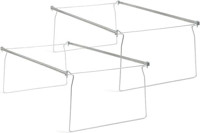 Smead Steel Hanging File Folder Frames, 2 Count, Gray, Adjustable Depth 23" to 27", Legal Size (64873)