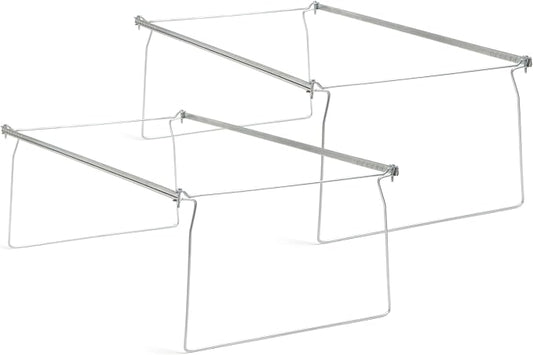 Smead Steel Hanging File Folder Frames, 2 Count, Gray, Adjustable Depth 23" to 27", Legal Size (64873)