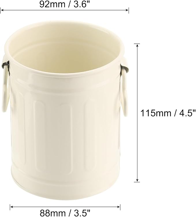 PATIKIL Barrel Pencil Holder, Metal Pen Holder for Desk Pencil Holders Cup Organizer with Handles Makeup Brush Holder Stationery Storage, White