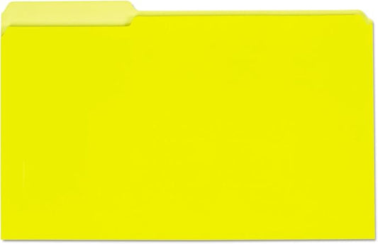 Universal 15304 Recycled Interior File Folders, 1/3 Cut Top Tab, Legal, Yellow, 100/Box