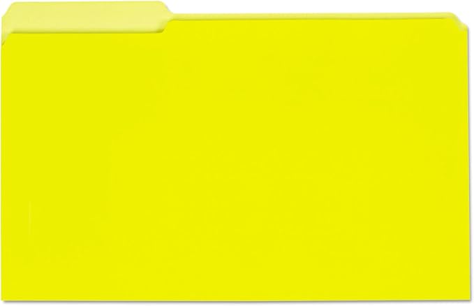 Universal 15304 Recycled Interior File Folders, 1/3 Cut Top Tab, Legal, Yellow, 100/Box
