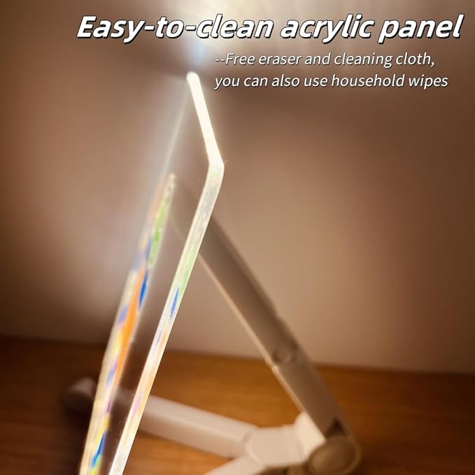 Acrylic Led Dry Erase Board - Creative Rewritable Message Center Board - Regularly Led Note Board - Light up a Glow Memo Board Note with 7 Pen - Free Eraser Easy to Clean 2026(5.9 * 5.9in)