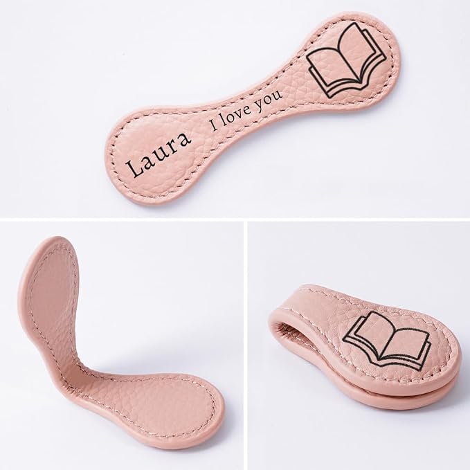 Personalized Magnetic Leather Bookmarks for Reading Women,Custom Magnet Book Mark Clips with Initial Gifts for Readers Men Book Lovers Classmate (Colorful Leather Magnetic Bookmark)