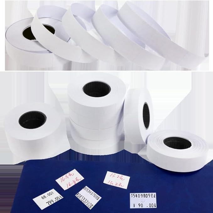 10 Rolls Labels Paper Suitable for MX-6600, MX-6602, YH-689 Price tag 2-line Marking Gun Pricemarker Labels (Without Gun (White)