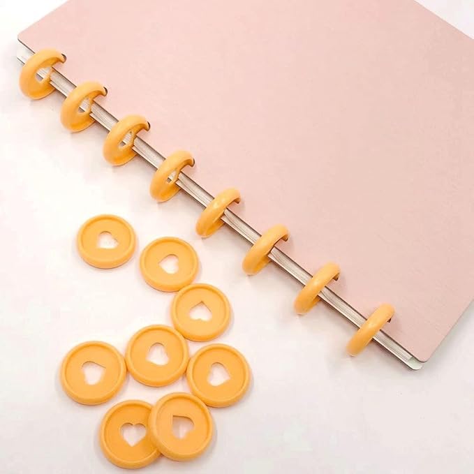 100pcs Planner Expander Discs 1.26Inch Book Binding Disc For Discbound Notebook Accessories Heart Binder Rings(Orange,1.26 inch/32 mm)