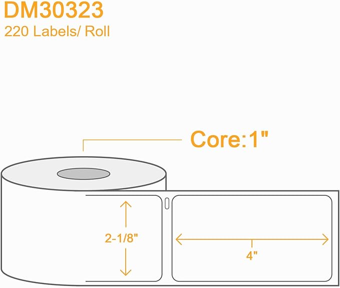 2640 Pcs/3-Proof 1" Core Labelebal Compatible with DYMO 30323,2-1/8" x 4"(54mm x 101mm) Direct Thermal Labels, Shipping Replacement Labels Compatible for DYMO LabelWriter Printer (NOT for 550,5XL)