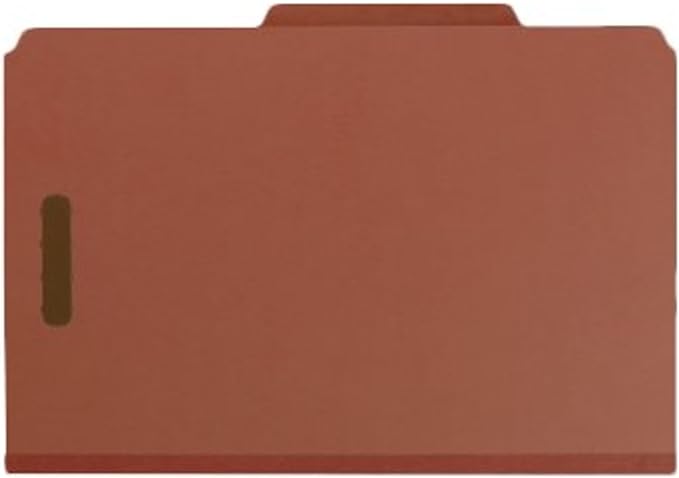 Smead, Value Filing, 100% Recycled Pressboard Classification File Folder, 2 Dividers, 2" Expansion, Legal Size, Red, 10 per Box