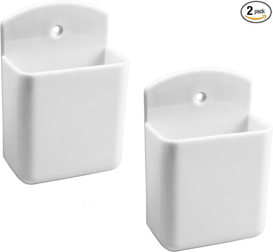 Septe 2Pcs Remote Control Holders Wall Mount, Self Adhesive TV Controller Holder, Wall Pen Holder Storage Box for Home Office (White)