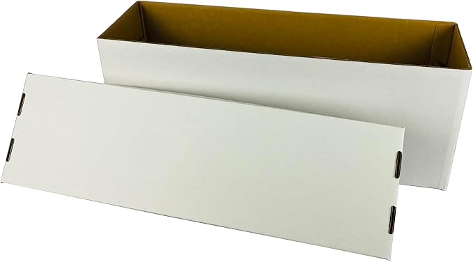 Max Protection Comic Book Storage Box - 4 Count Long ComicBook Boxes with White Corrugated Cardboard - Stackable Bin, Thick Case, Book Containers with Lid - Ideal for Comics, Magazines, Collectibles