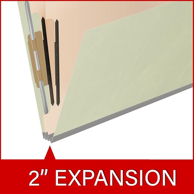 25 Pt. Pressboard Classification Folders, Full Cut End Tab, Letter Size, 2 Dividers, Light Green (Box of 10)