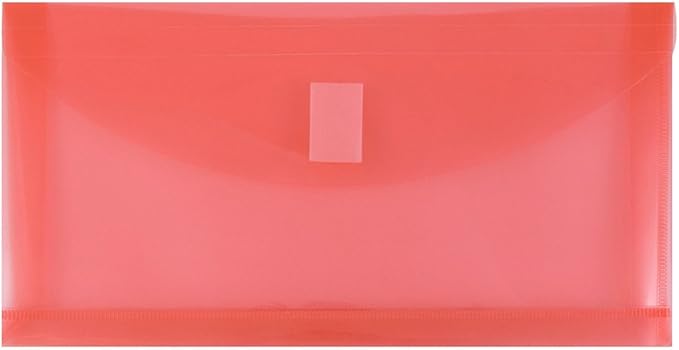 JAM PAPER Plastic Expansion Envelopes with Hook & Loop Closure - #10 Booklet Wallet - 5 1/4 x 10 with 1 Inch Expansion - Red - 12/Pack