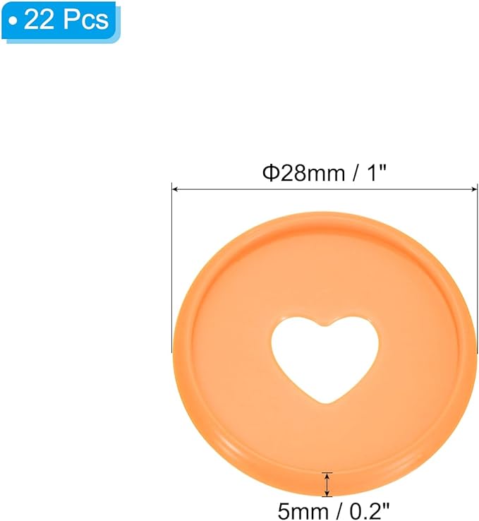 PATIKIL 35mm 1" Orange Plastic Round Heart Shape Book Binding Discs, 22 Pcs Discbound Expansion Discs Plating Binder Rings for DIY Notebook Planner