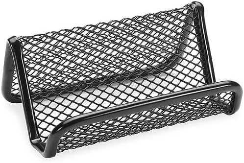 Jinshining Black Business Card Holder, Metal Mesh Business Card Holder, Credit Name Card Case, Office Card Collection Organizers Desk Storage Stand Index Card Filing Products，Desk Accessories