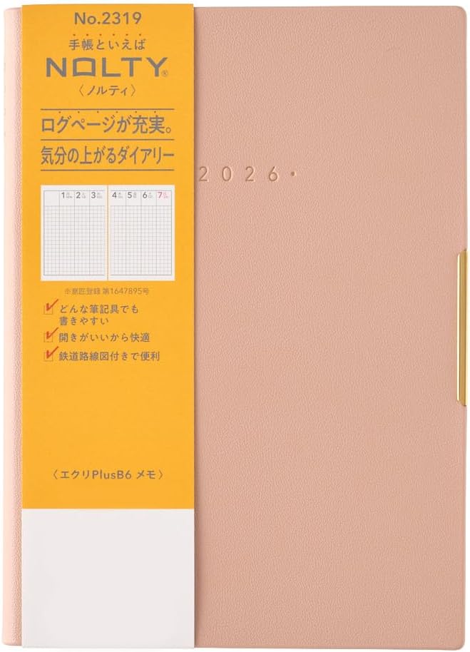NOLTY Ecri Plus B6 Memo Weekly Planner 2026, January Start, Japanese Edition, Pink, 2026-2319