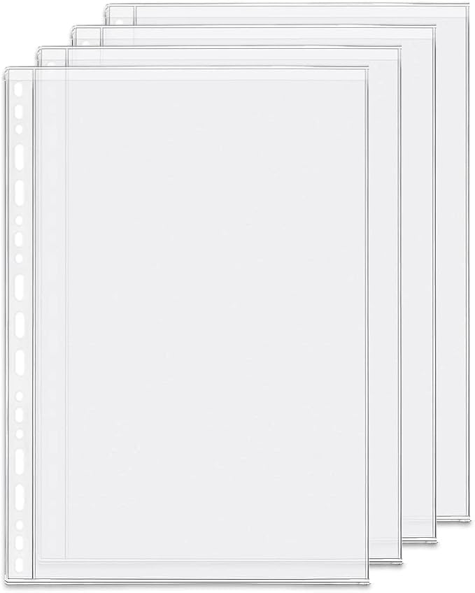 4 Pack B5 19 Holes Binder Pockets Plastic Binder Folders Waterproof 19 Holes Holder for Receipt Ticket (Pocket, B5)
