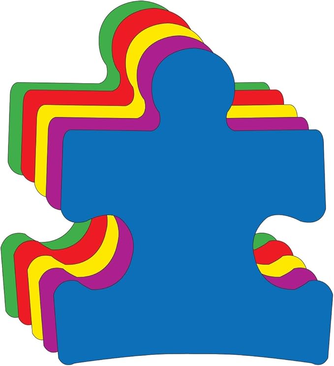 SHAPES ETC. 31 Pcs Puzzle Piece Small Cut-Outs 3 in, Bulletin Board Decorations, Awareness, Creative Crafts, Teacher Supplies, Classroom Decor, Made in The USA (Assorted)