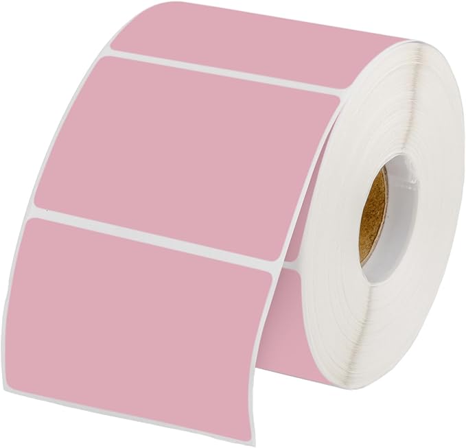 Muka 800 PCS 1.5" x 2.25" Light Pink Thermal Labels Color Label for Barcodes, Address, Consignment, Compatible with Thermal Label Printer
