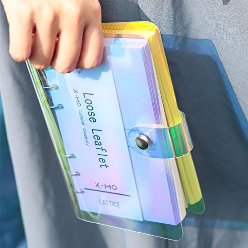 A6 A5 6-Holes Colorful PVC Cover Personal Organizer with Snap Button Closure File Folder for Loose Leaf Sheet Notebook (Laser, A6 mini Set)