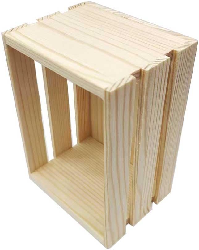 Teensery Small Wooden Crates Decorative Farmhouse Wood Box Mini Storage Basket Container for Home Office Classroom Bedroom Kitchen, 1 Piece (4.92 x 3.46 x 2.76 Inch)