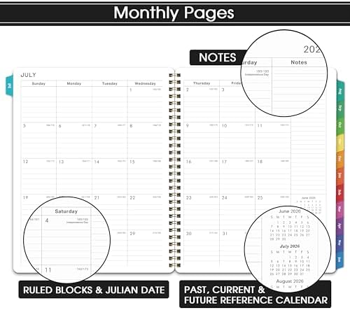 2026-2027 Planner - Calendar/Planner 2026-2027 Weekly and Monthly with Tabs, 8" x 10", Jul. 2026 - Jun. 2027, Flexible Cover + Twin-Wire Binding + Calendars, Daily Organizer - Black