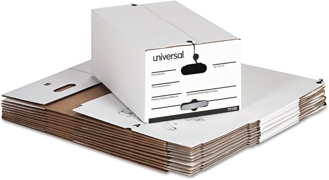 Janitorial Supplies UNV75120 - Economical Easy Assembly Storage File Box, White, Modern, Letter Size, 50 Sheet Capacity