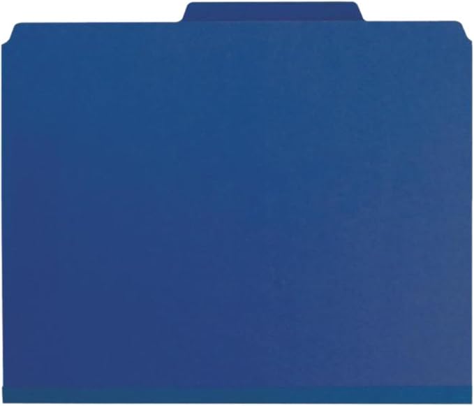 Smead Pressboard Classification File Folder with SafeSHIELD Fasteners, 2 Pocket Dividers, 2" Expansion, Letter Size, Dark Blue, 10 per Box (14077)