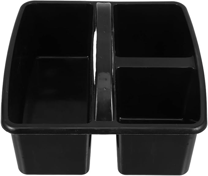 NUOBESTY 3-Compartment Plastic Caddy Organizer with Handle for Classroom Art Supplies and Kids Craft Storage
