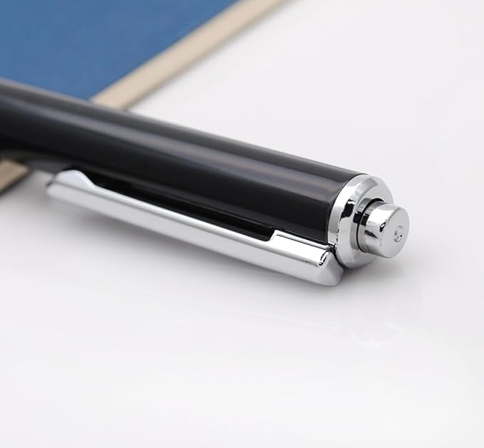 OASO K016 Retractable Fountain Pen Set 0.5mm with 4pcs Blue Ink Cartridges Smooth Writing for School Students (Deep Sea Black)