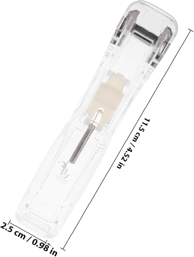 Reusable No-Staple Desktop Paper Clip Dispenser Set with 1 Push Clip and 2 Replacement for Office and School Use