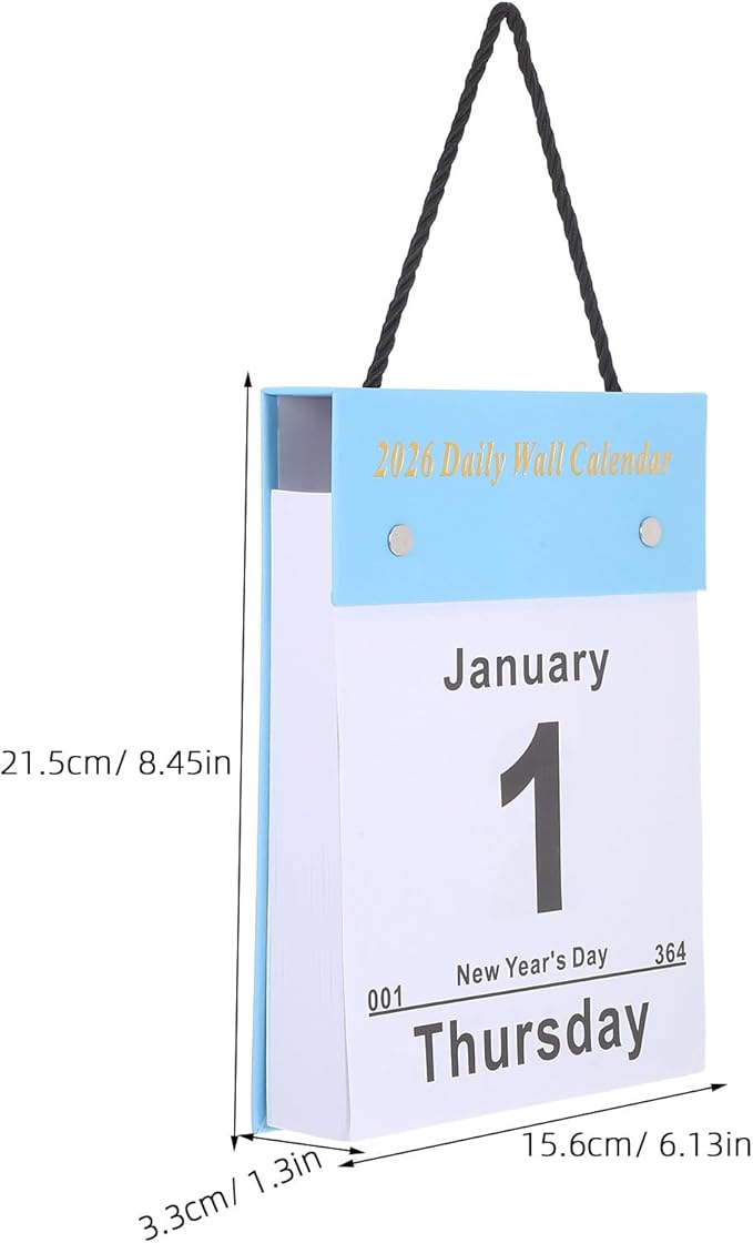 SEWACC Tear-off Daily Wall Calendar 2026 Large Print Vertical Hanging Planner Easy Read Day-to-day Organizer for Home Office School Study Room