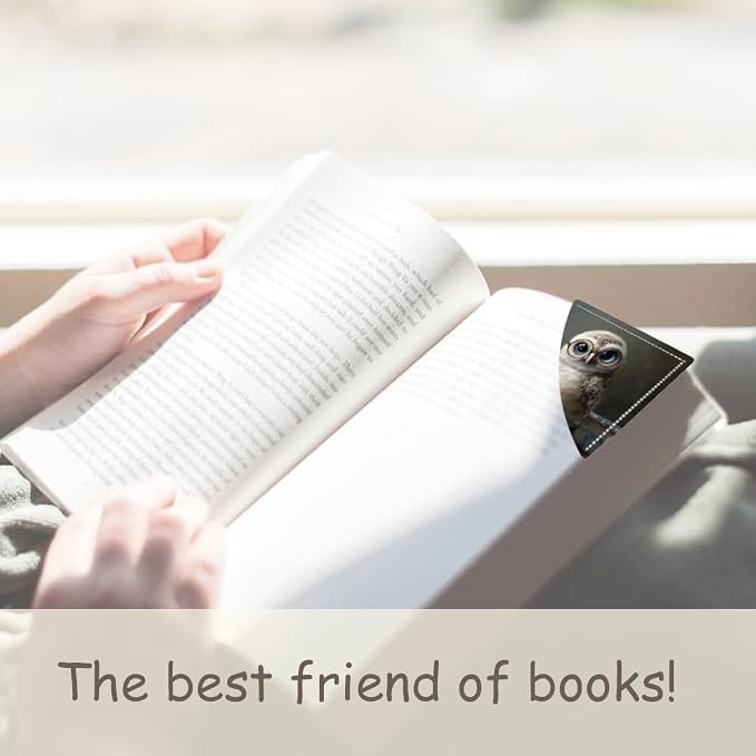 2PCS PU Leather Bookmarks 3.5x3.5 Inch Owl with Glasses Book Design | PU leather bookmarks for books with cute owl glasses design for classroom reading, library study, young readers and teachers.