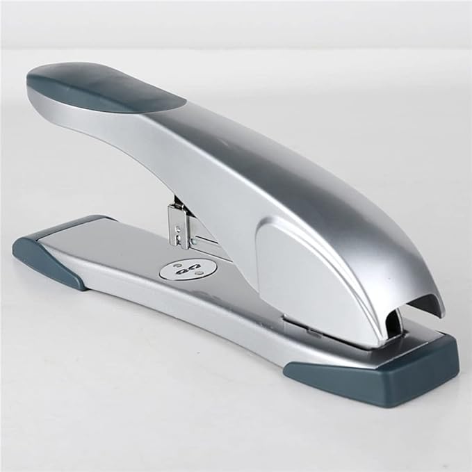 KUYWLMKMZZ Desk Stapler Metal Staplers Office Heavy Duty 60 Page Capacity Heavy Duty Stapler Suitable for Office Learning Desktop File Sorting and Binding Silver Gray School Supplies (Color : A)