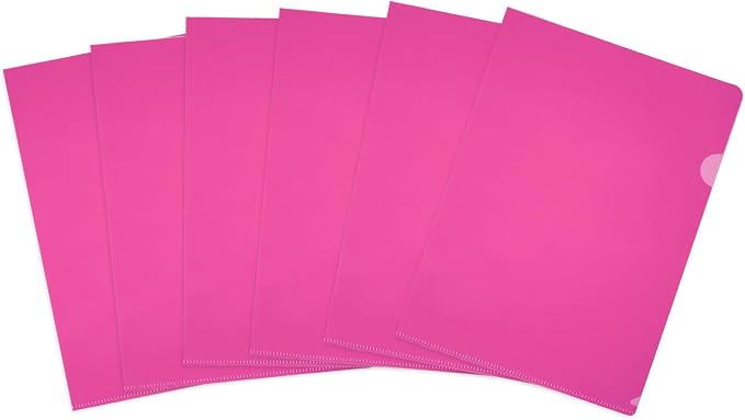 PATIKIL 6 Pack A4 Plastic Folders, Letter Size Clear Folders l Type Project Pockets Paper Document Jacket Sleeves Transparent for Documents Office File, 8.7x12.2, Pink