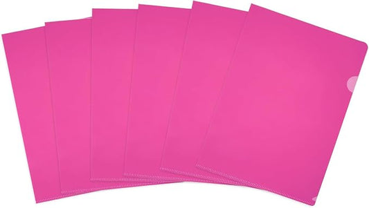PATIKIL 6 Pack A4 Plastic Folders, Letter Size Clear Folders l Type Project Pockets Paper Document Jacket Sleeves Transparent for Documents Office File, 8.7x12.2, Pink
