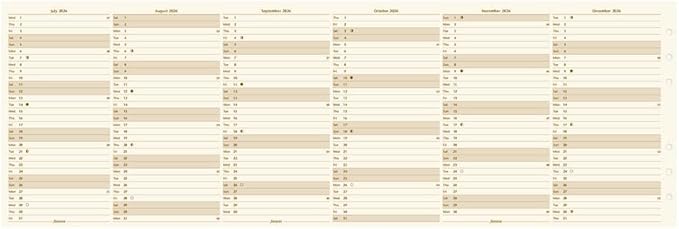 Filofax Calendar Diary Refill, Personal/Compact Size, Vertical Year Planner, Cotton Cream Paper, English, 2026 (C68408-26)