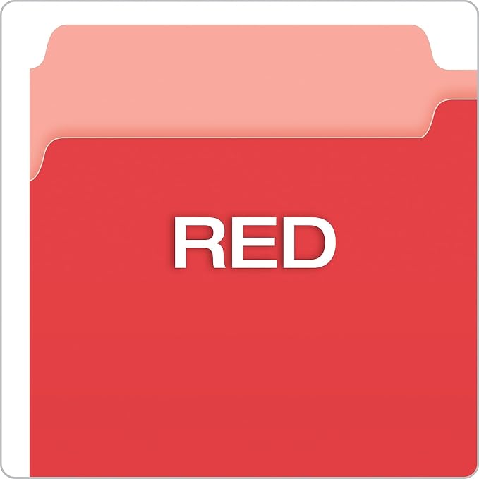 Pendaflex 435013RED Interior File Folders, 1/3 Cut Top Tab, Legal, Red (Box of 100)