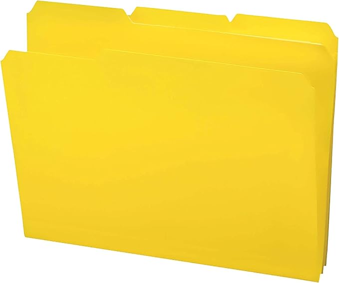Smead Poly File Folder, 1/3-Cut Tab, Letter Size, Yellow, 24 Per Box (10504)