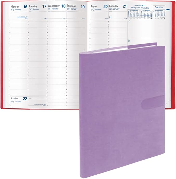 Quo Vadis 2024 President - Weekly/Monthly Planner - 13 Months, Dec. to Dec. - 8 1/4 x 10 1/2" - Smooth Faux Suede Texas Violet - Time Management Appointment Organizer