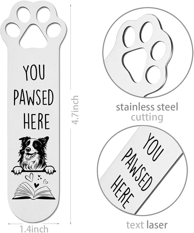 Collie Dog Gifts, Collie Dog Bookmark for Collie Dog Lover Book Lovers Bookworm Bookish Nerd, Collie Dog Gifts for Women, Bookmark Dog Lover, Book Club Gifts for Reader Dog Owner Lover-DX123