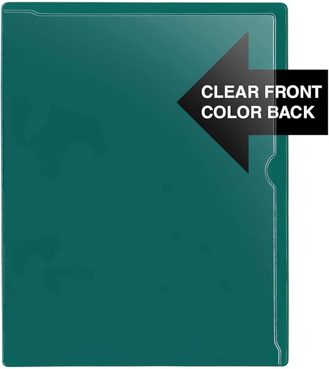 StoreSMART - Paperwork Organizers - 50-Pack - Green Plastic Back, Clear Plastic Front - Heavy Duty - PF8511PQG-50