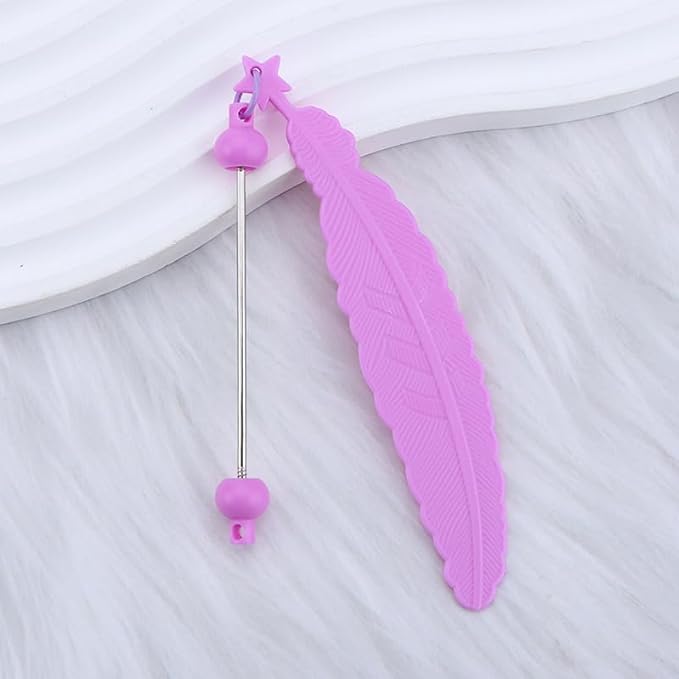 15 Packs Beadable Bookmarks with Bar Bulk Feather DIY Blank Bookmark for Beads Jewelry Pendants Charms Beading Book Make Marks Craft Colorful (13 Colors)