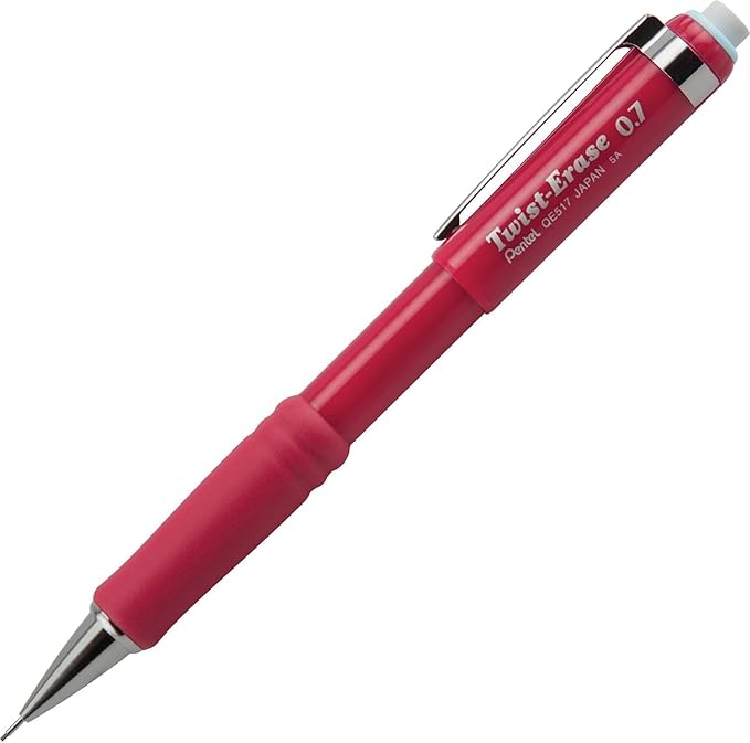 Pentel Twist Erase III Mechanical Pencils 0.7mm - Pre-Loaded Super Hi Polymer HB Lead, Assorted Barrel Colors, Pack of 3