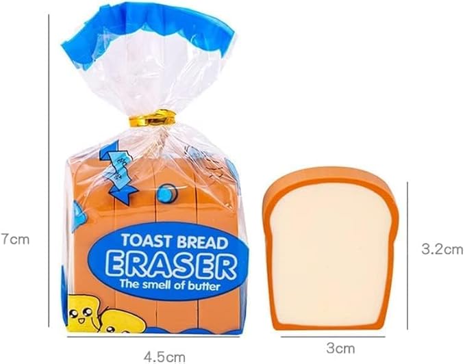 2Pcs Toast Bread Eraser Stationery Bread Shape Pencil Eraser Sketching Tools Drafting,Bread Eraser Cartoon Cute Pencil Eraser Supply for Kid Painters Artists Erasers and Correction Products