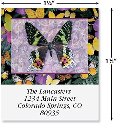 Colorful Images Butterfly Return Address Mailing Labels, Personalize with Name & Addresses, Set of Self Adhesive, Easy Peel Flat Label Sheets (Flower-Square)