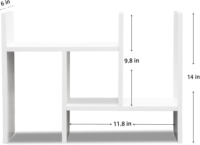 MASAKA B&W - Kawaii Storage Desktop Organizer for Your Desk Space, Double H Plants Display Shelf, Home Office Storage Rack Adjustable Stackable for Office, Dormitory (White*01)