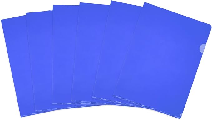 PATIKIL 6 Pack A4 Plastic Folders, Letter Size Clear Folders l Type Project Pockets Paper Document Jacket Sleeves Transparent for Documents Office File, 8.7x12.2, Dark Blue