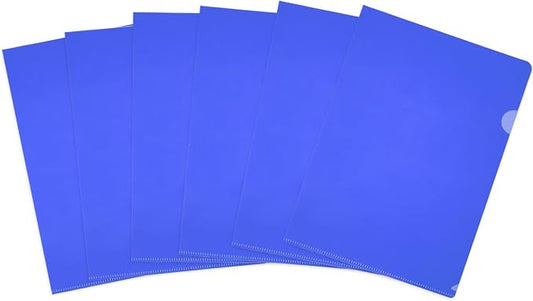 PATIKIL 6 Pack A4 Plastic Folders, Letter Size Clear Folders l Type Project Pockets Paper Document Jacket Sleeves Transparent for Documents Office File, 8.7x12.2, Dark Blue