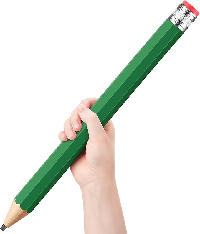 16 Inch Wooden Large Jumbo Pencils Giant Big Funny Wood Pencil with Cap and Eraser Fun Novelty Gifts for Kids School Kindergarten Home Office Prop Supplies(Green)