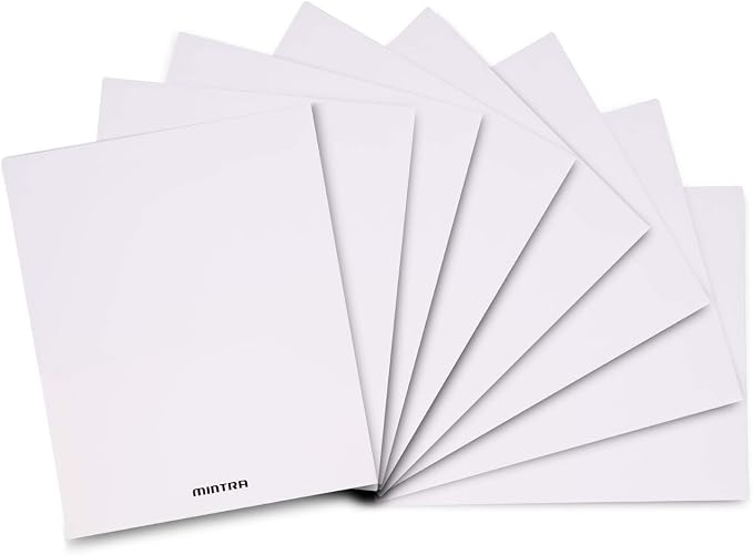 Mintra Office Poly Pocket Folders (White, 8pk)