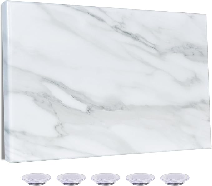 Marble Print Magnetic Dry Erase Board, 29.5x19.7 inches Decorative White Board for Wall with Design, Frameless Dry Erase Board for Wall, Magnets Included（DLS,5075,1pc）